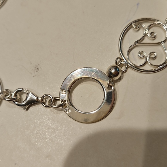 8" 925 Modern Design Silver Bracelet with Filigree Design - Picture 6 of 6